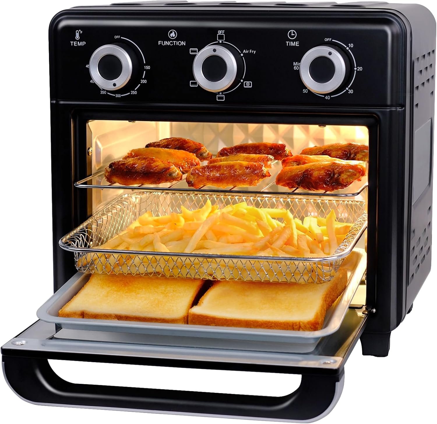 10QT Air Fryer Toaster Oven Combo, 3-Layer Cooking Air Fryer