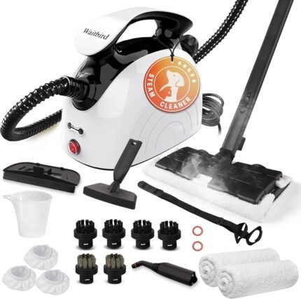 Waitbird Steam Cleaner, Steam Cleaner For Home, Handheld Steamer For Cleaning With 21 Accessories, 248 °F High Temperature, Suitable for Grout, Floor. Sofas（White）
