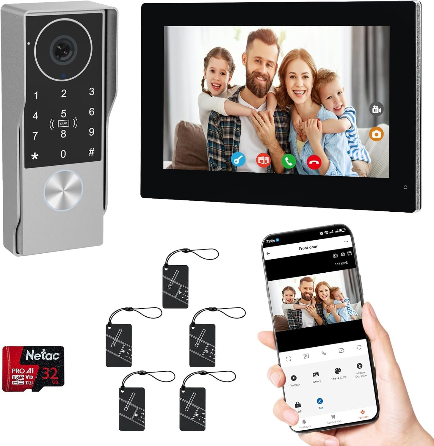 2-Wired Doorbell Camera with Monitor, Video Doorbell Intercom System with