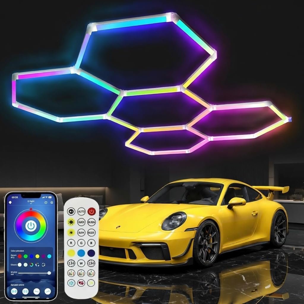 25Pack RGB 5 Hexagon LED Garage/Wall Lights, RGB 358 Kinds