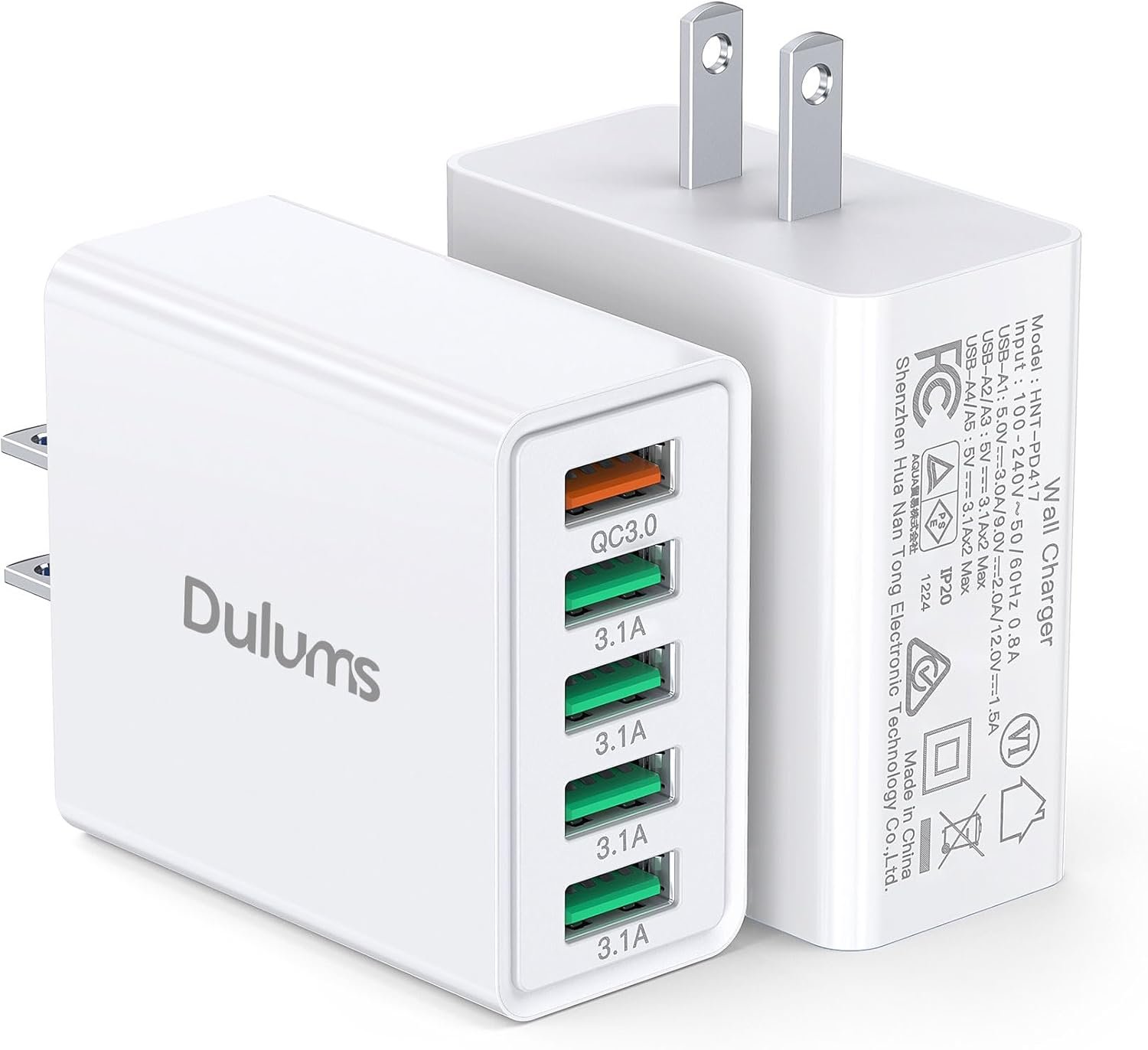 50W USB Wall Charger Block,2Pack 5-Port Charger Fast Charging Block