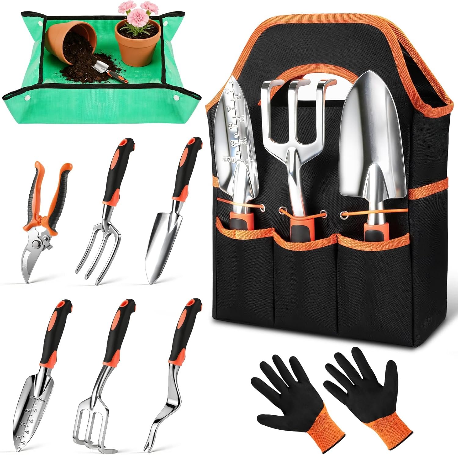 9-Piece Heavy Duty Gardening Tools Set – Stainless Steel Rust-Resistant,