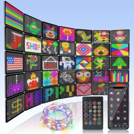 ASTRAEA Smart Curtain Lights 400 LED Curtain Light with APP & Remote,Music Sync,Timer,Indoor Outdoor 6.6Ftx6.6Ft DIY String Fairy Light for Christmas,Halloween,4th of July,Bedroom Wall Backdrop Yard