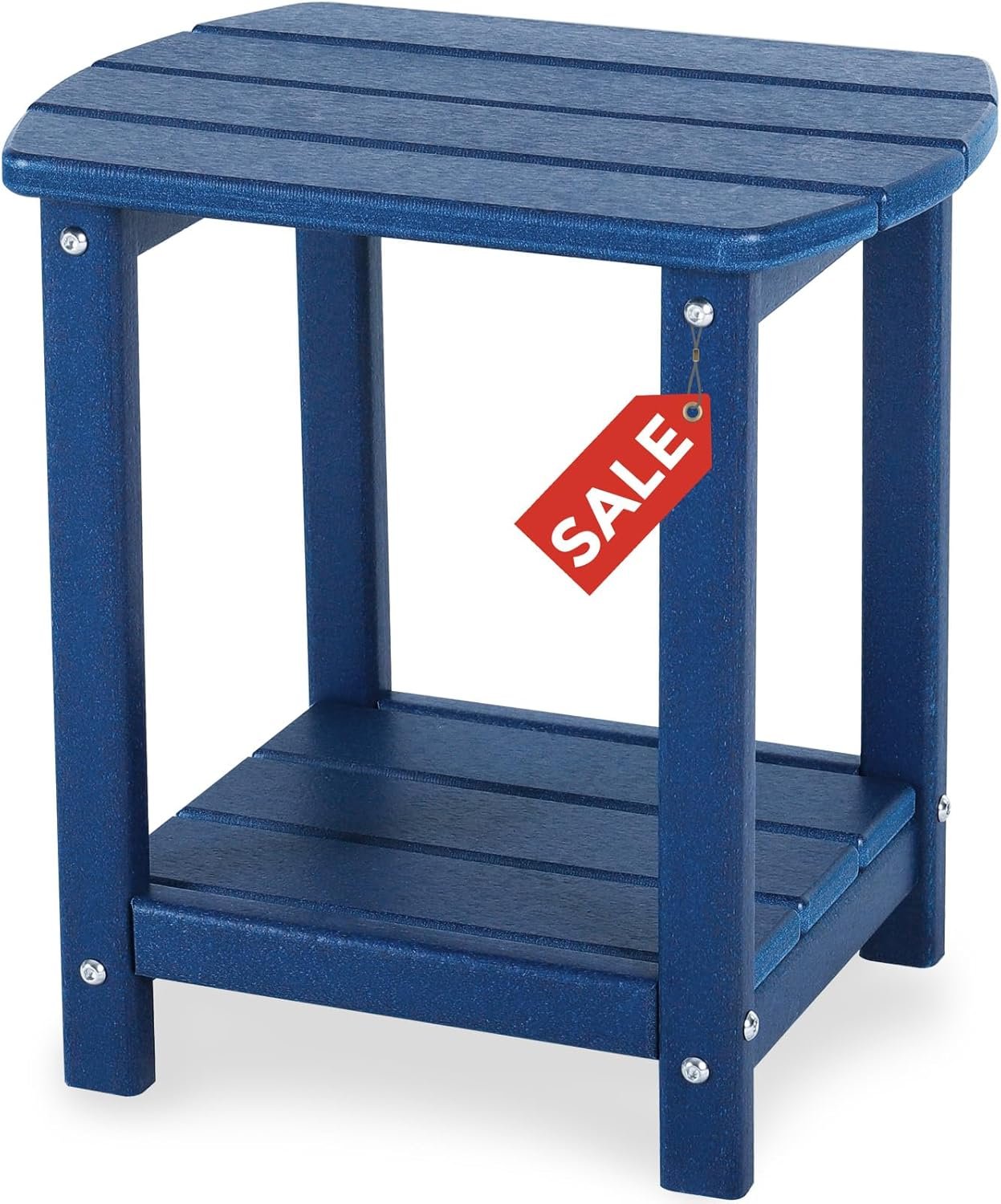 Adirondack Square Outdoor Side Table,2-Tier Storage Patio Side Table, HDPE