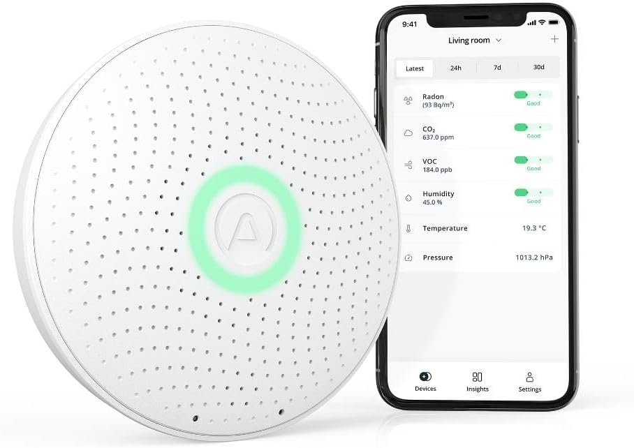 Airthings 2930 Wave Plus - Radon & Air Quality Monitor,