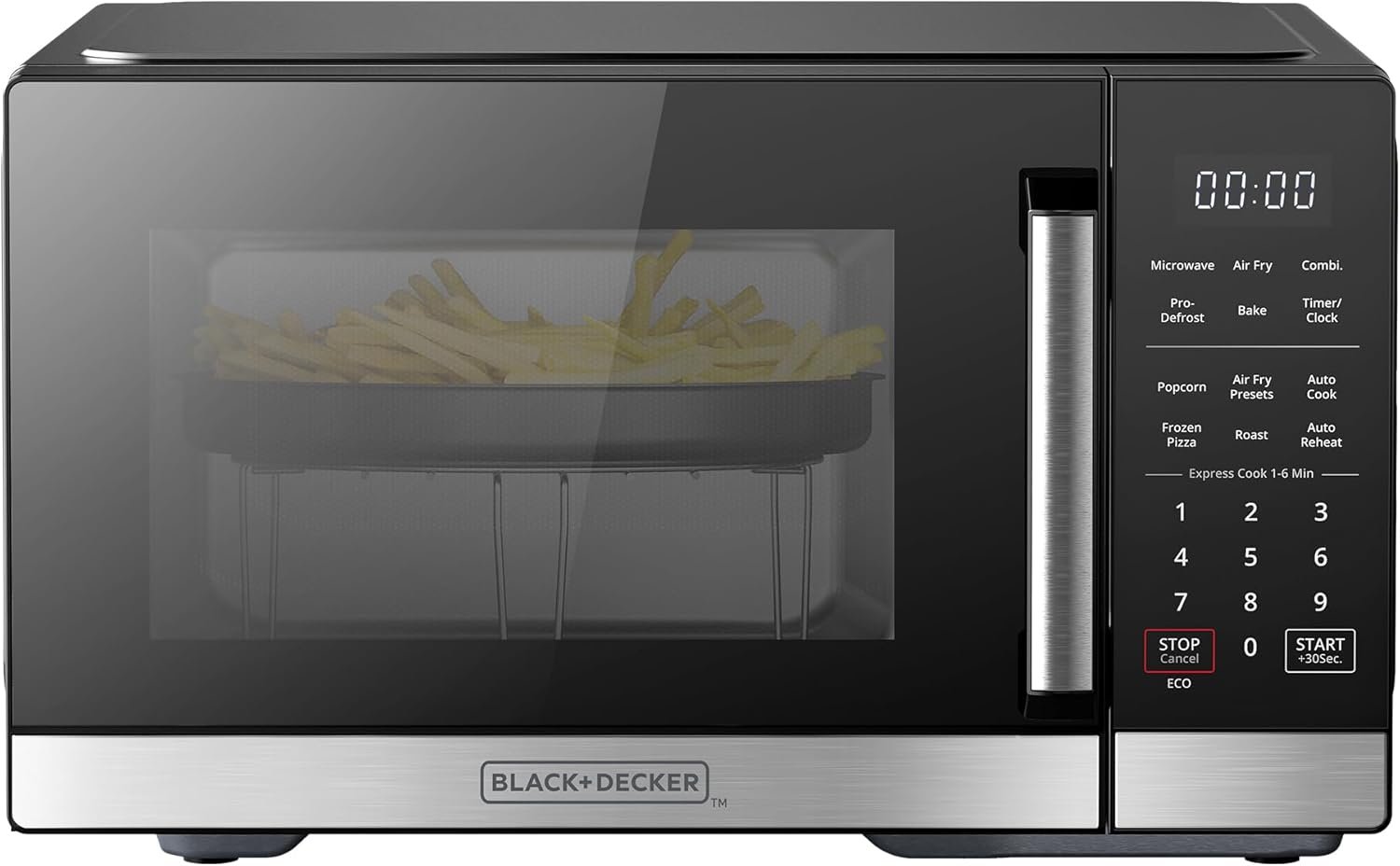 BLACK+DECKER 5-in-1 Microwave Oven with Air Fry, Combi, Bake, Roast,
