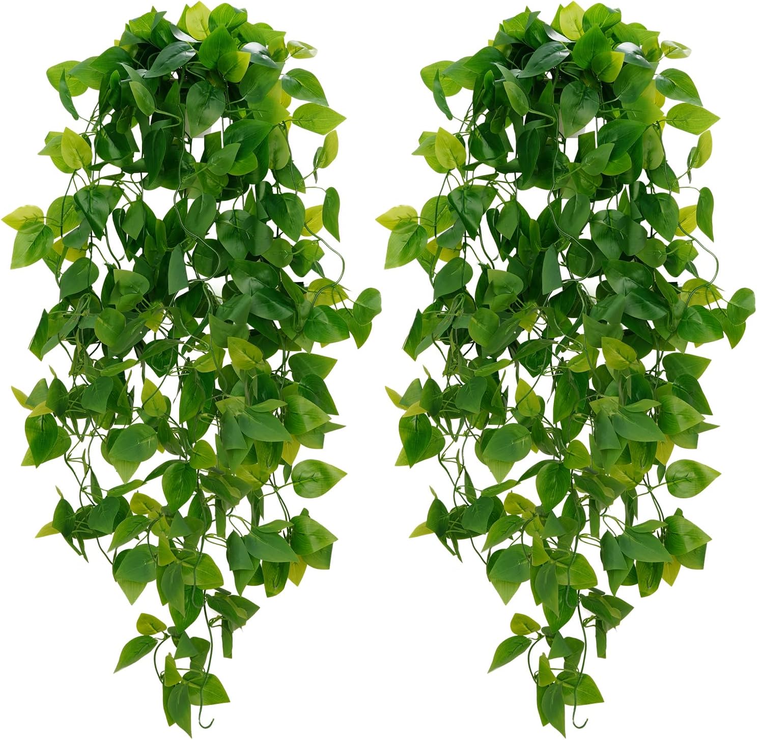 BLEUM CADE Fake Hanging Plants, 2pcs Artificial Pothos Vines Greenery