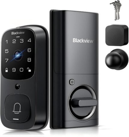Blackview Video Smart Lock SE80, 3-in-1 3.5K Door Camera+Doorbell+Fingerprint Keyless Entry Door Lock, Smart Wi-Fi Deadbolt for Front Door, App Remote Control, No Monthly Fee, 32GB Local Storage