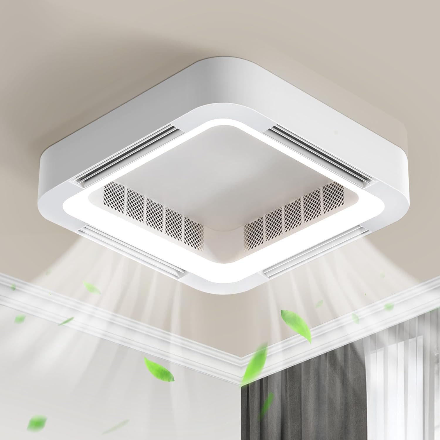 Bladeless Ceiling Fan with Lights, 23" Smart Ceiling Fans Compatible