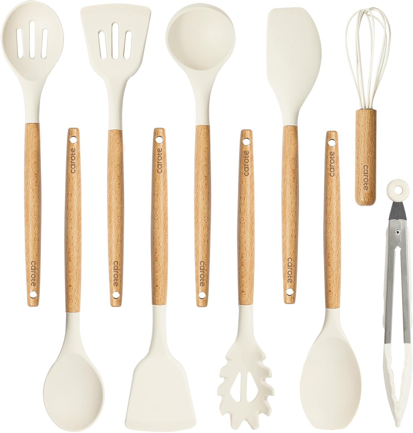 CAROTE Silicone Cooking Utensils Set, Kitchen Utensils Set 10 Pcs