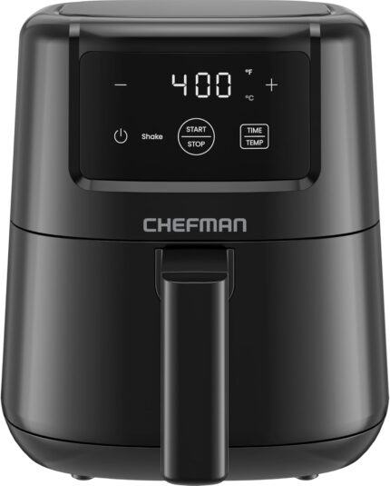 CHEFMAN 2 Qt Mini Air Fryer – Digital Space-Saving Compact Air Fryer with Nonstick and Dishwasher Safe Basket, Quick & Easy Meals in Minutes, Features Digital Timer and Shake Reminder – Black