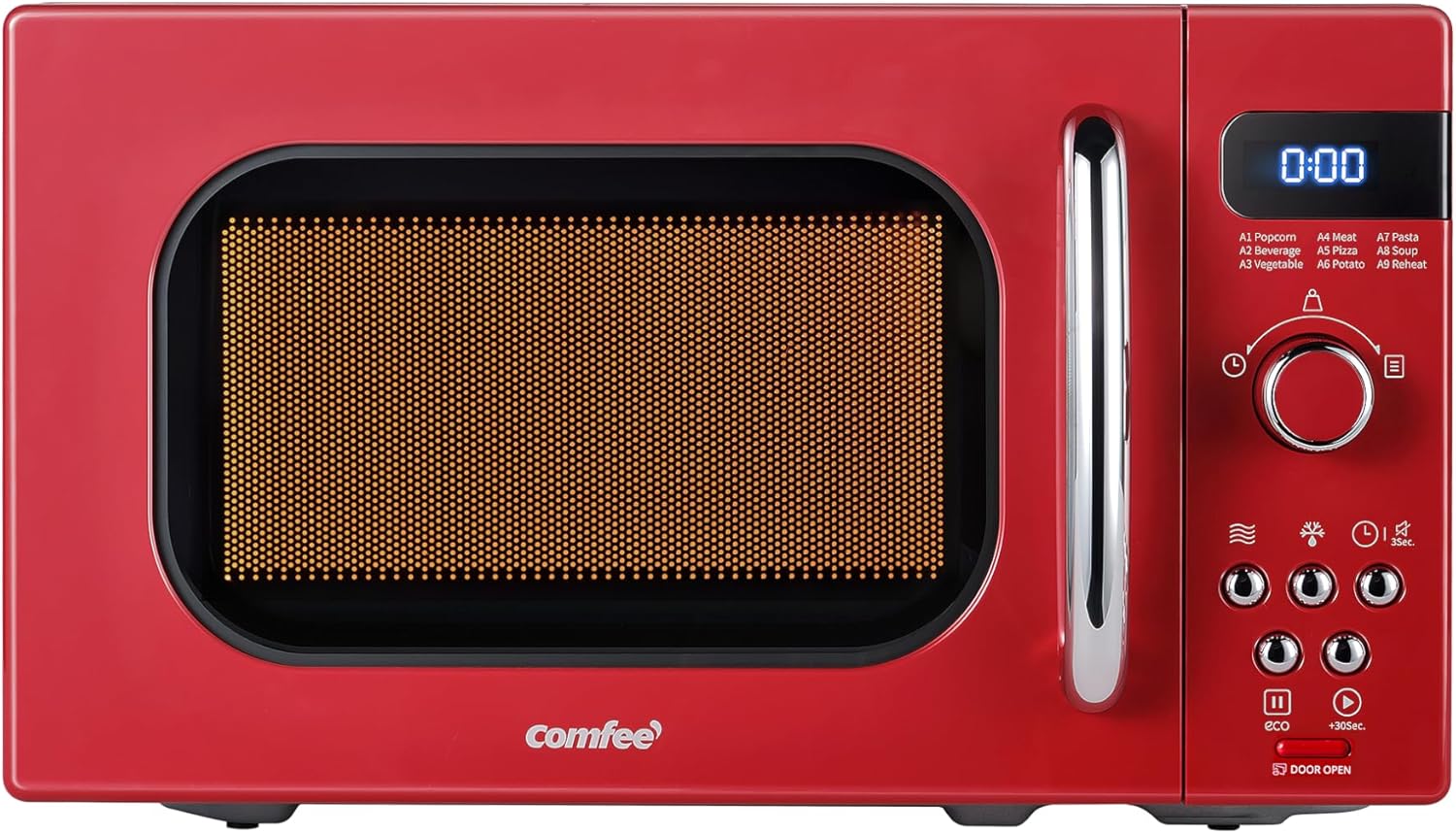 COMFEE' Retro Small Microwave Oven With Compact Size, 9 Preset