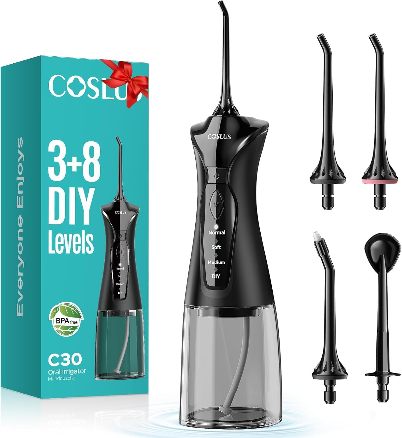 COSLUS Water Dental Flosser Pick for Teeth C30(FC5360): 4 Modes