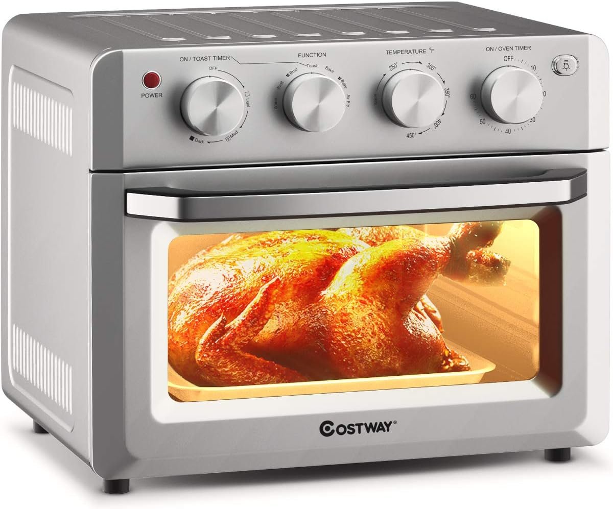 COSTWAY Toaster Oven Countertop, 7-in-1 Convection Oven with Air Fry,