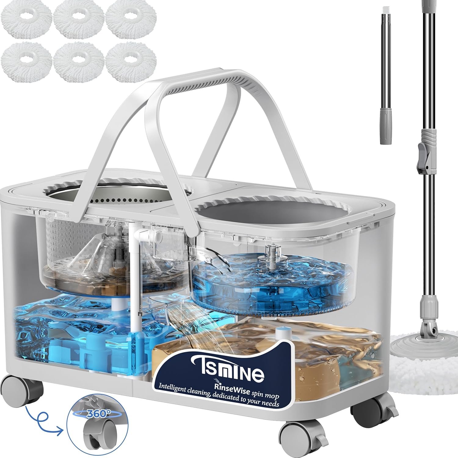 Compact Spin Mop for Apartments & Small Spaces, Clean &