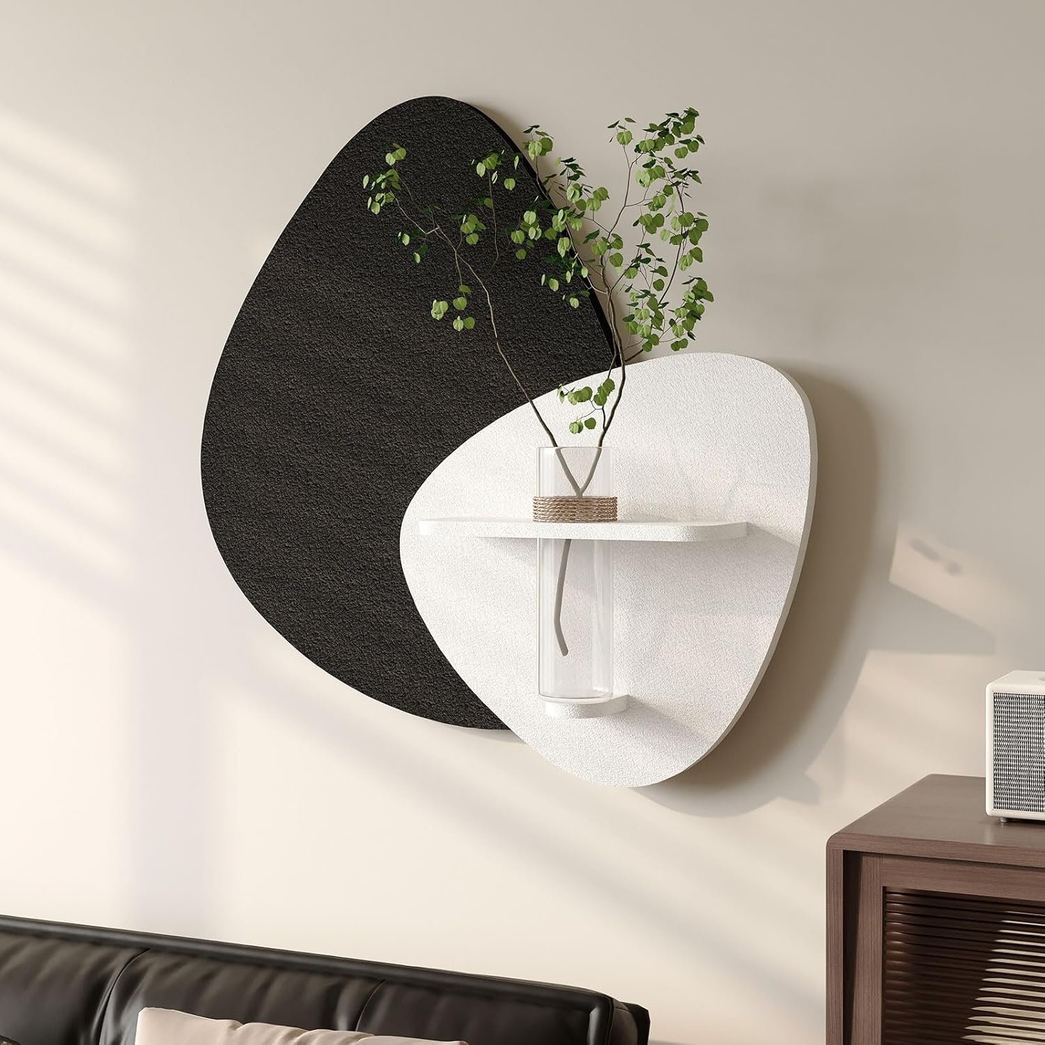 Cuspin 3D Textured Black and White Wall Art with Vase