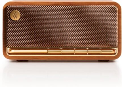 Edifier Retro Wood Bluetooth Speaker,Wireless Portable Speakers with 20W Stereo Sound,Vintage Decor Speaker with AUX,USB Soundcard,Micro SD Brown