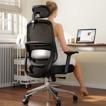 Ergonomic Office Chair, Home Office Desk Chairs, 3D Lumbar Support High Back Desk Chair, Comfortable Computer & Gaming Chair for Office & Home - Black