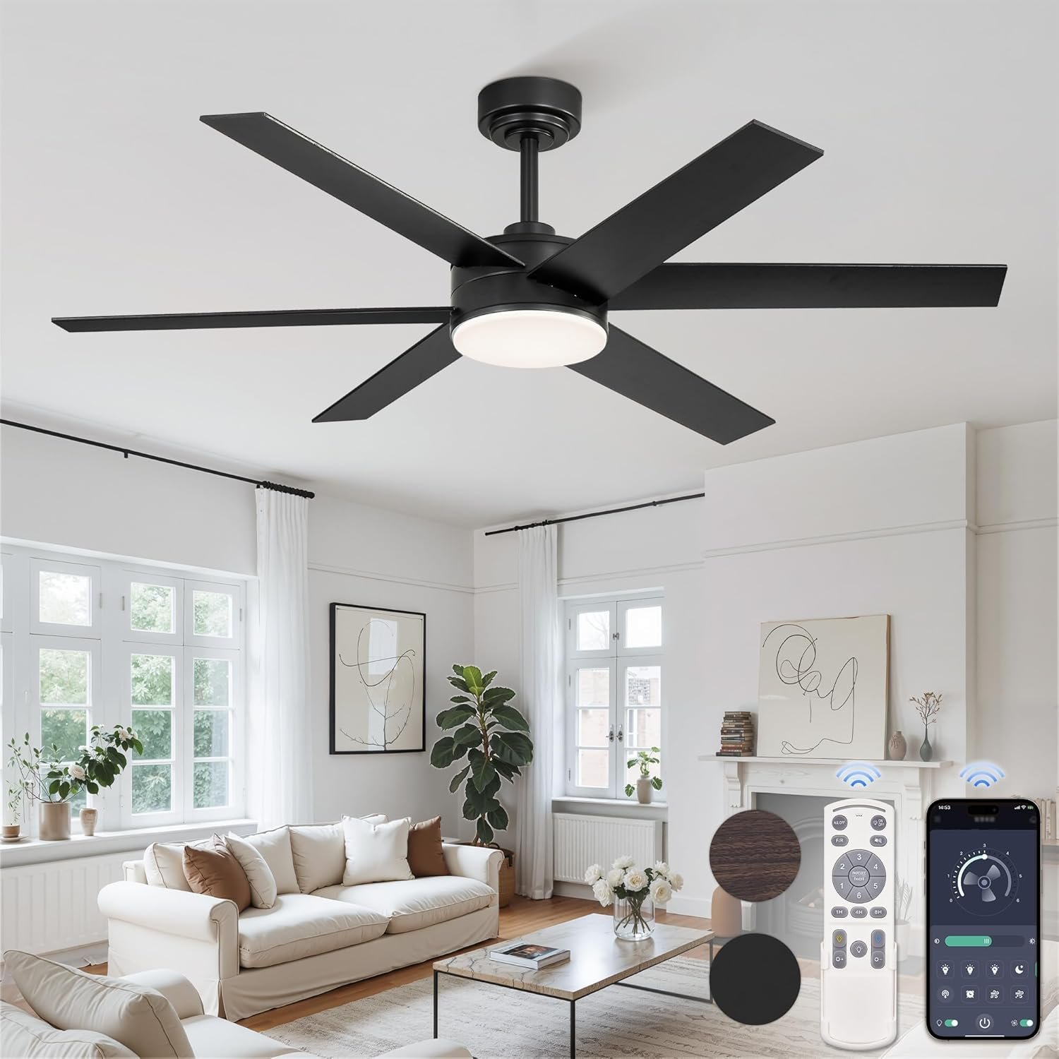 Fanbulous 52 Inch Ceiling Fans with Lights and Remote, Reversible