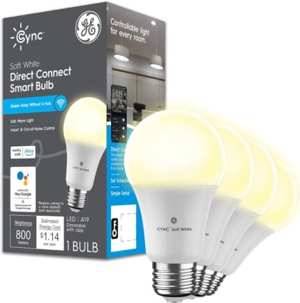 GE CYNC A19 Smart LED Light Bulbs, Soft White, Bluetooth and WiFi Light Bulbs, 60W Equivalent, Work with Amazon Alexa and Google Home (4 Pack)