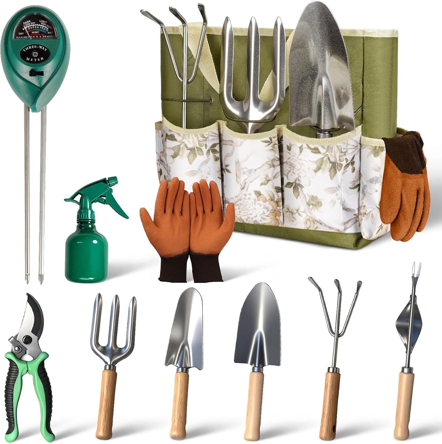 Garden Tool Set,10 Pcs Heavy Duty Gardening Hand Tools Set
