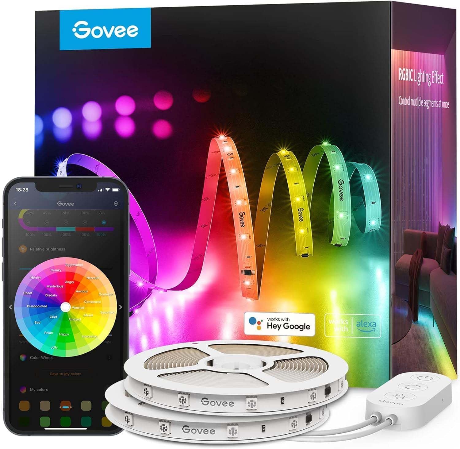 Govee 100ft RGBIC LED Strip Lights, Smart LED Lights Work