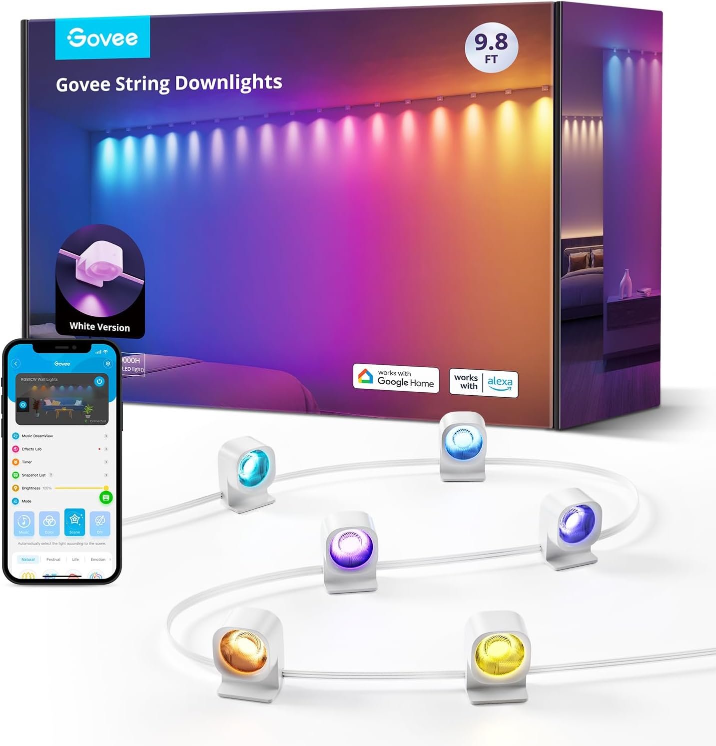 Govee RGBIC String Downlights, Smart LED String Lights Works with