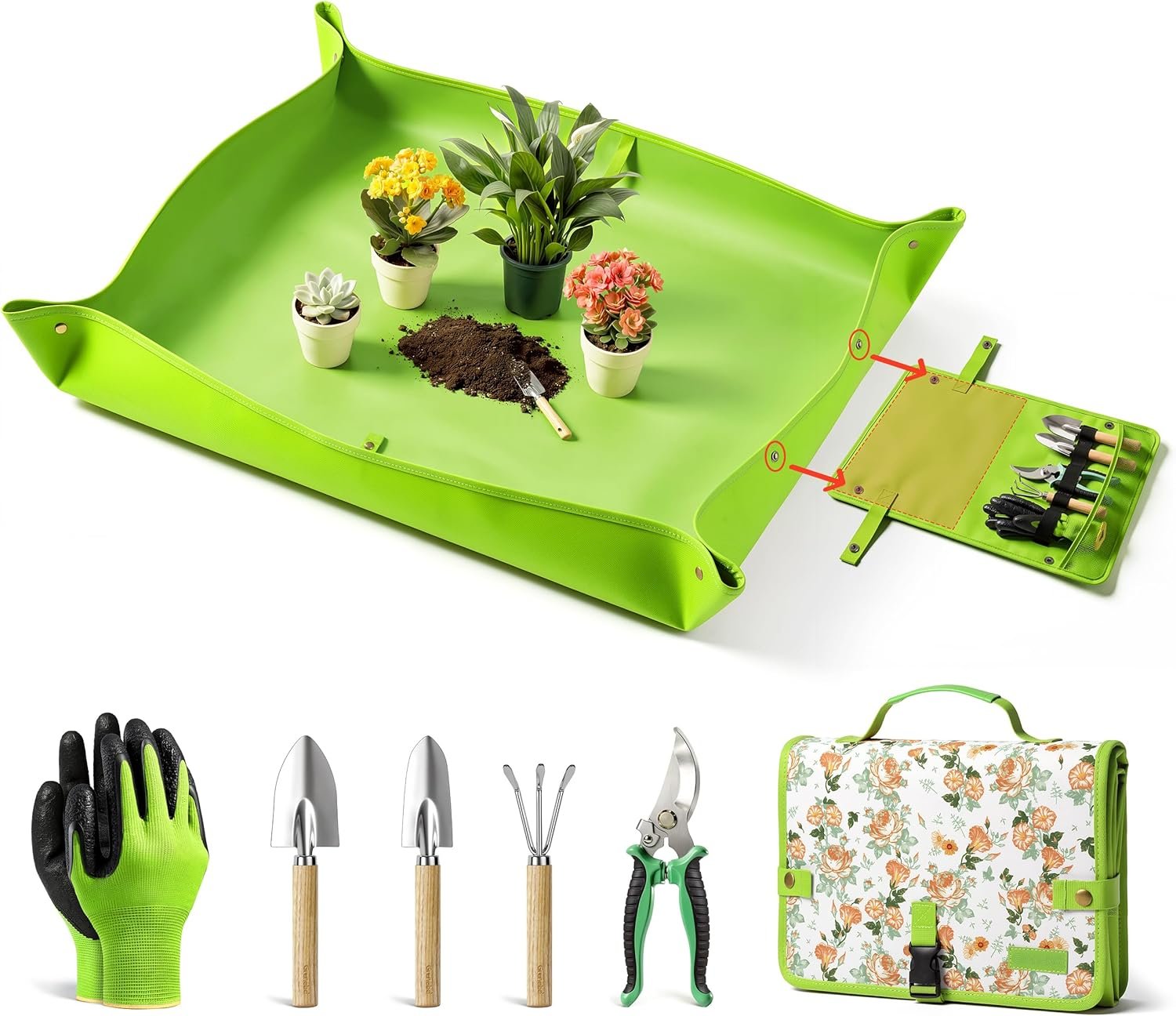 Grenebo 7-Piece Gardening Tools Set, Gift for Women, Beginners, Tools