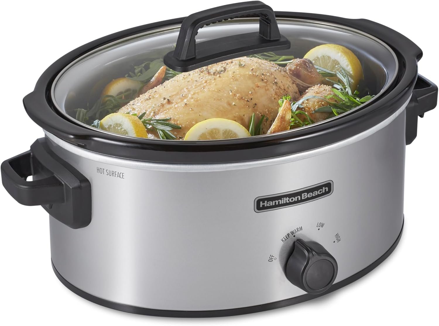 Hamilton Beach 6-Quart Slow Cooker with 3 Cooking Settings, Dishwasher-Safe