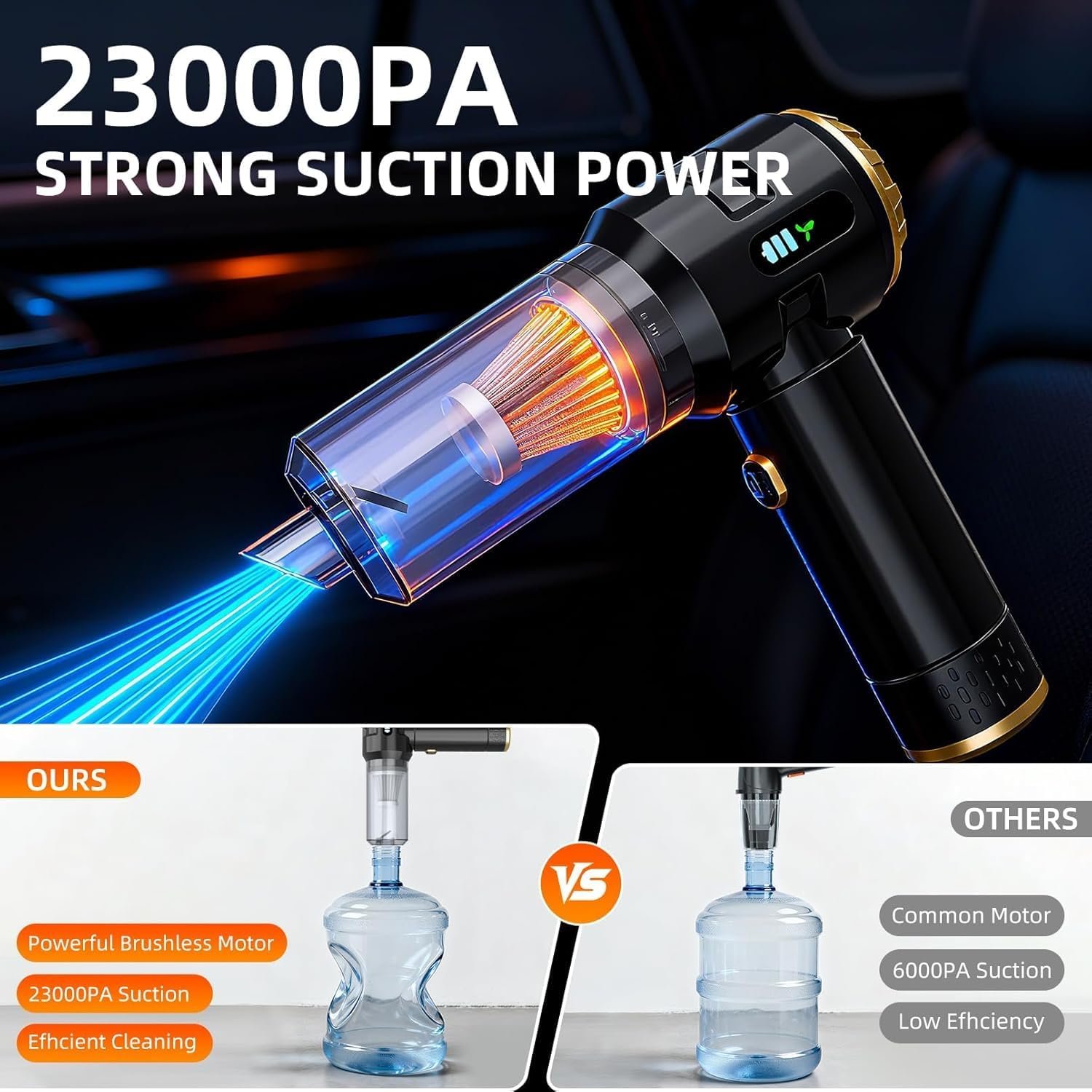 Handheld Vacuum Cleaner Cordless, 23000Pa Powerful Car Mini Vacuum Cleaner,