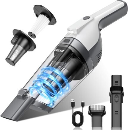 Handheld Vacuum Cordless, 15000PA Powerful Suction Hand Held Vacuum Cleaner, Car Vacuum Portable Cordless with Large-Capacity Dust Bin & LED Light, High Power Hand Vacuum for Home, Car, Office, Pet
