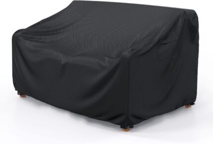 Heavy Duty Patio Sofa Cover Waterproof, Mrrihand 2-Seater Outdoor Sofa Loveseat Cover, Outdoor Patio Furniture Cover with Air Vent and Handles, 60" W×34" D×30" H, Black
