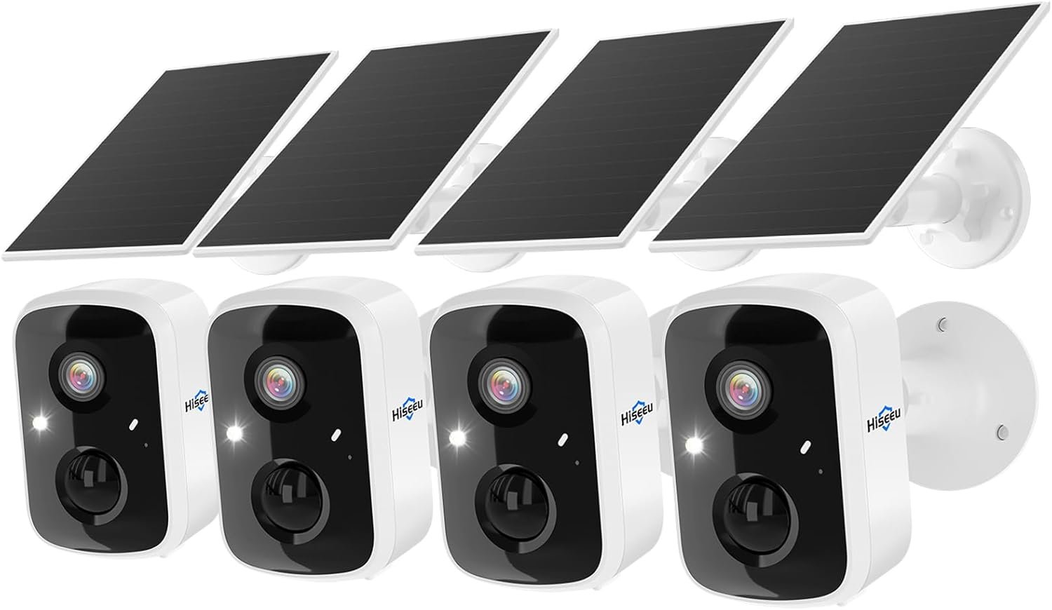 Hiseeu Solar Camera Security Outdoor, 4 Pack 100% Wireless 3K