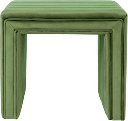 HomePop Modern Channel Tufted Velvet Ottoman|Homepop Home Décor|Ottoman for Living Room & Bedroom - Green