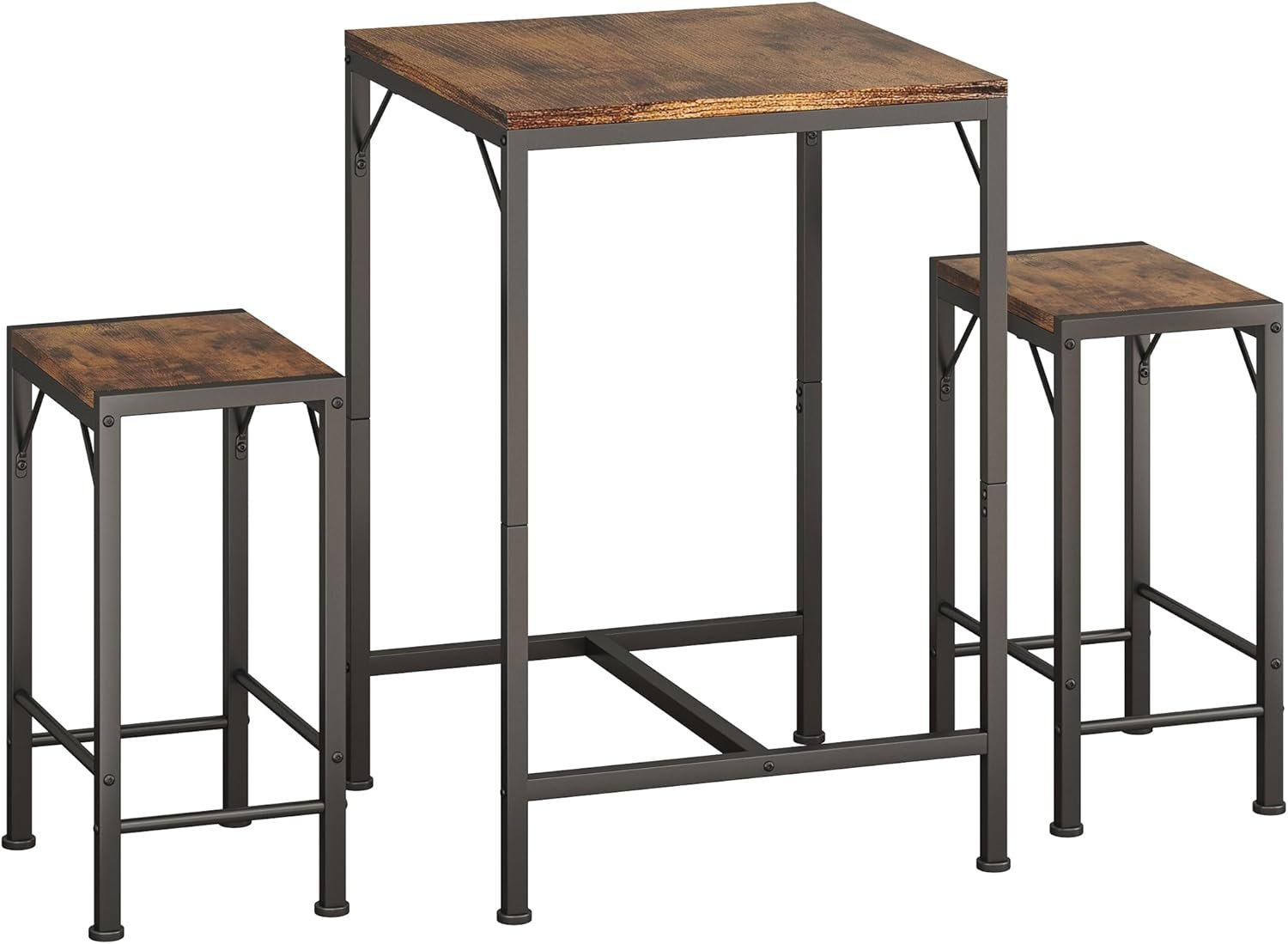 Homeiju Bar Table and Chairs Set, Square Bar Table with