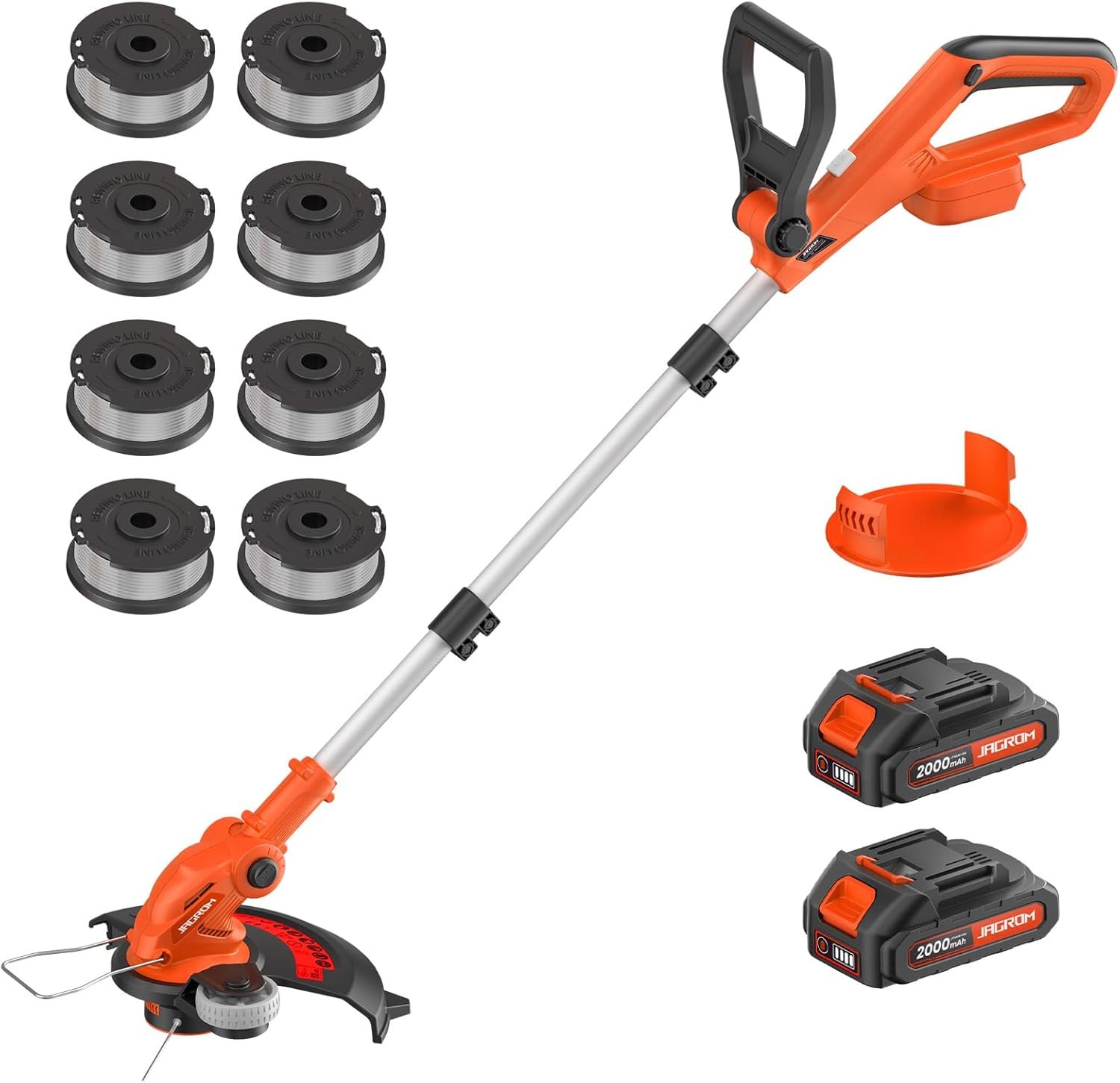 JAGROM Electric String Trimmer Cordless with 2x2.0Ah Battery, 20V Battery