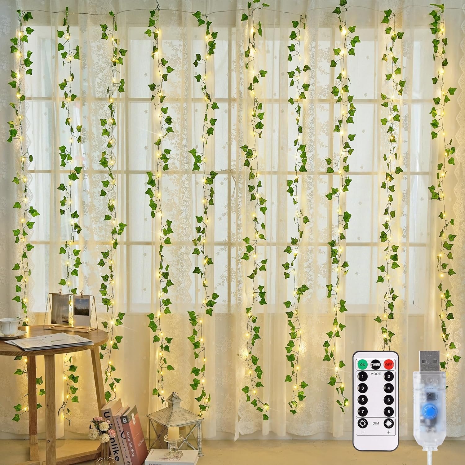 JMEXSUSS Vine Lights for Bedroom, 200 LED Vines Fairy Lights,