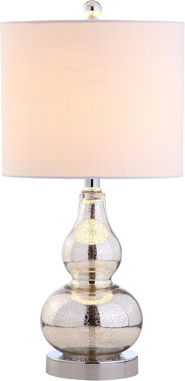 JONATHAN Y 20.5" Mercury Silver Glass Table Lamp, Modern Gourd