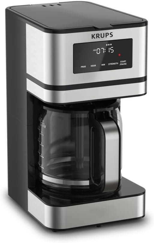KRUPS Simply Brew: Stainless Steel and Glass Carafe 12 Cup