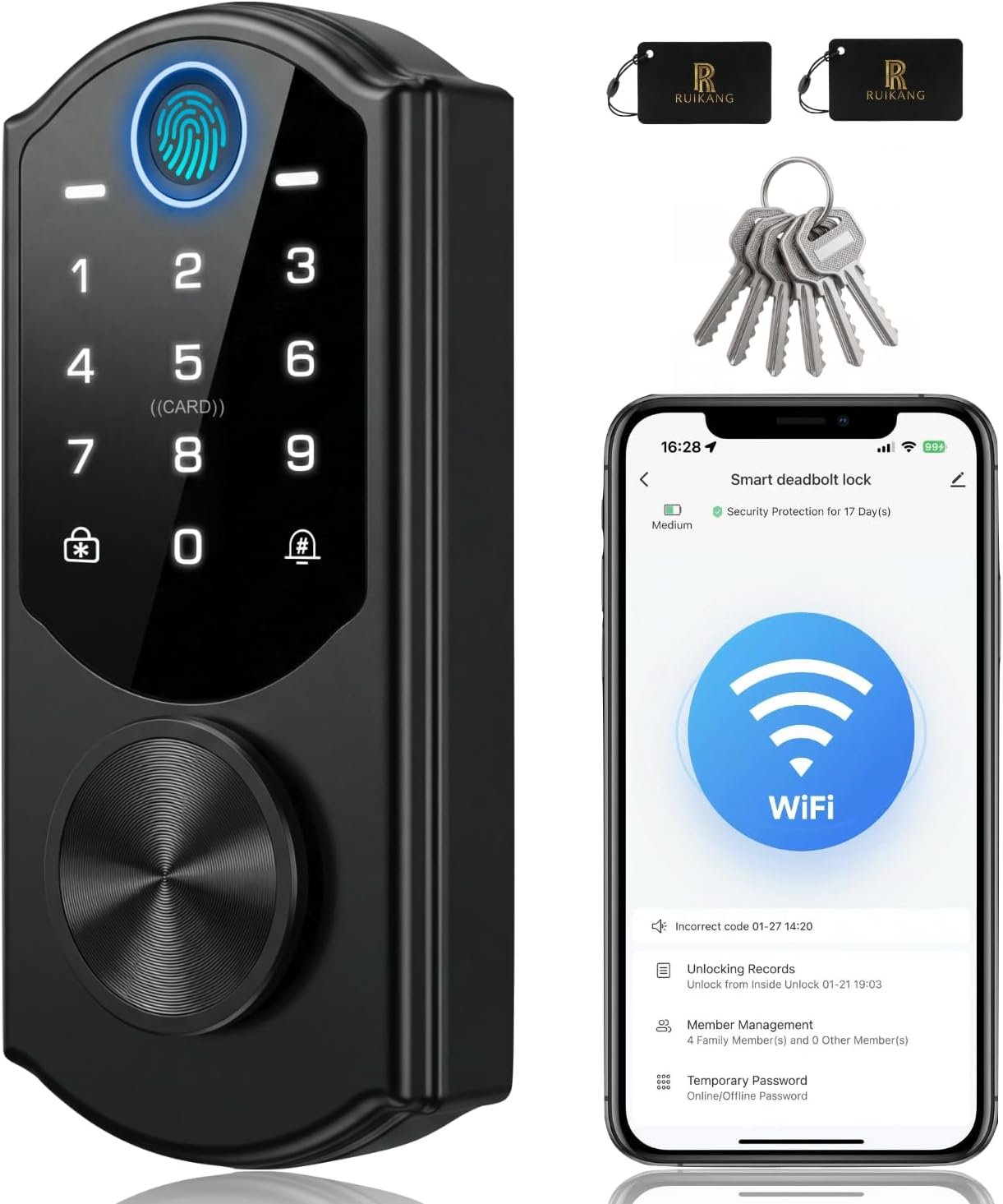 Keyless Entry Door Lock with Built-in WiFi, Fingerprint Smart Lock