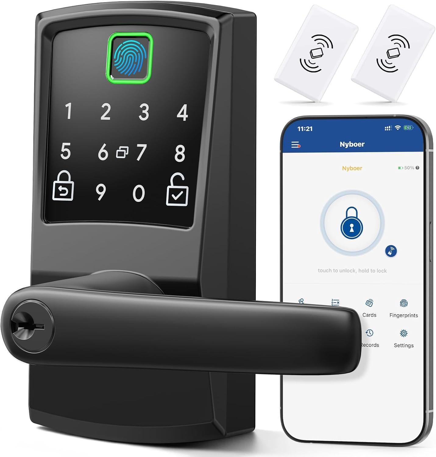 Keypad Smart Door Lock with Handle, Fingerprint Keyless Entry Digital