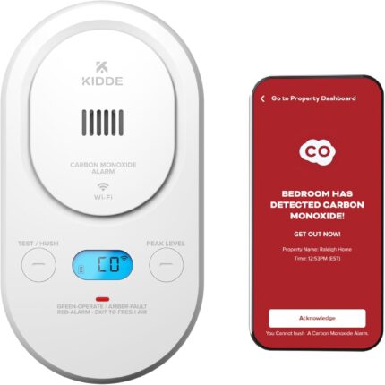 Kidde Smart Carbon Monoxide Detector, Plug-in with AA Battery Backup, Real-Time Notifications, 2.4 GHz Wi-Fi Enabled, Rotating Plug, 85 dB Alarm, 5th Edition, COPDW