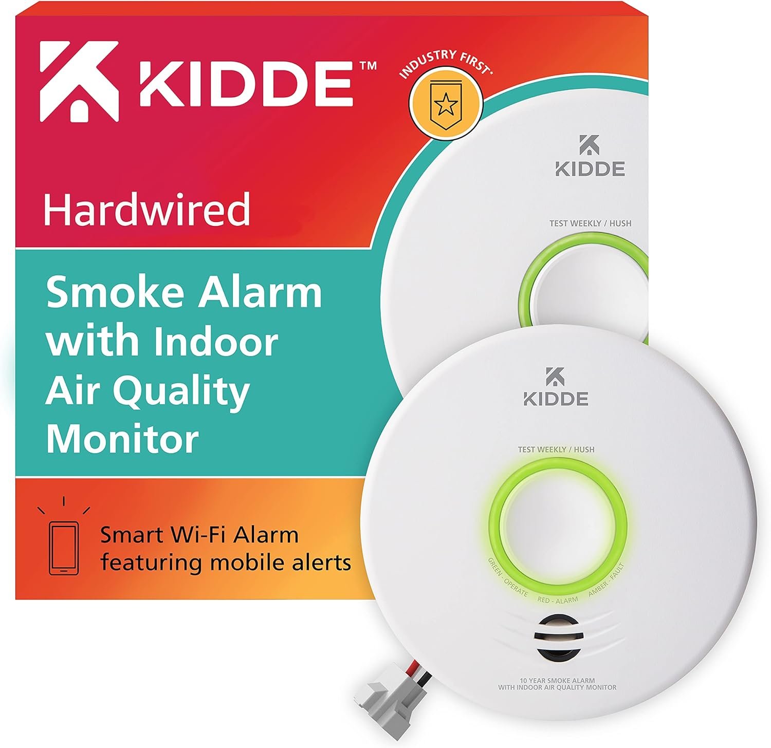 Kidde Smart Smoke Detector & Indoor Air Quality Monitor, WiFi,