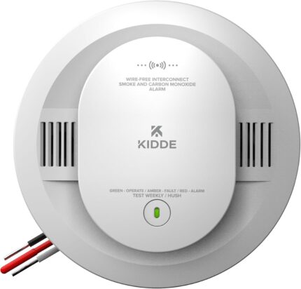 Kidde Smoke and Carbon Monoxide Detector, Hardwired with AA Battery Backup, Wire-Free Interconnect, Voice Alerts, LED Status Light, 85 dB Alarm, 5-inches, 30CUAR-VRF