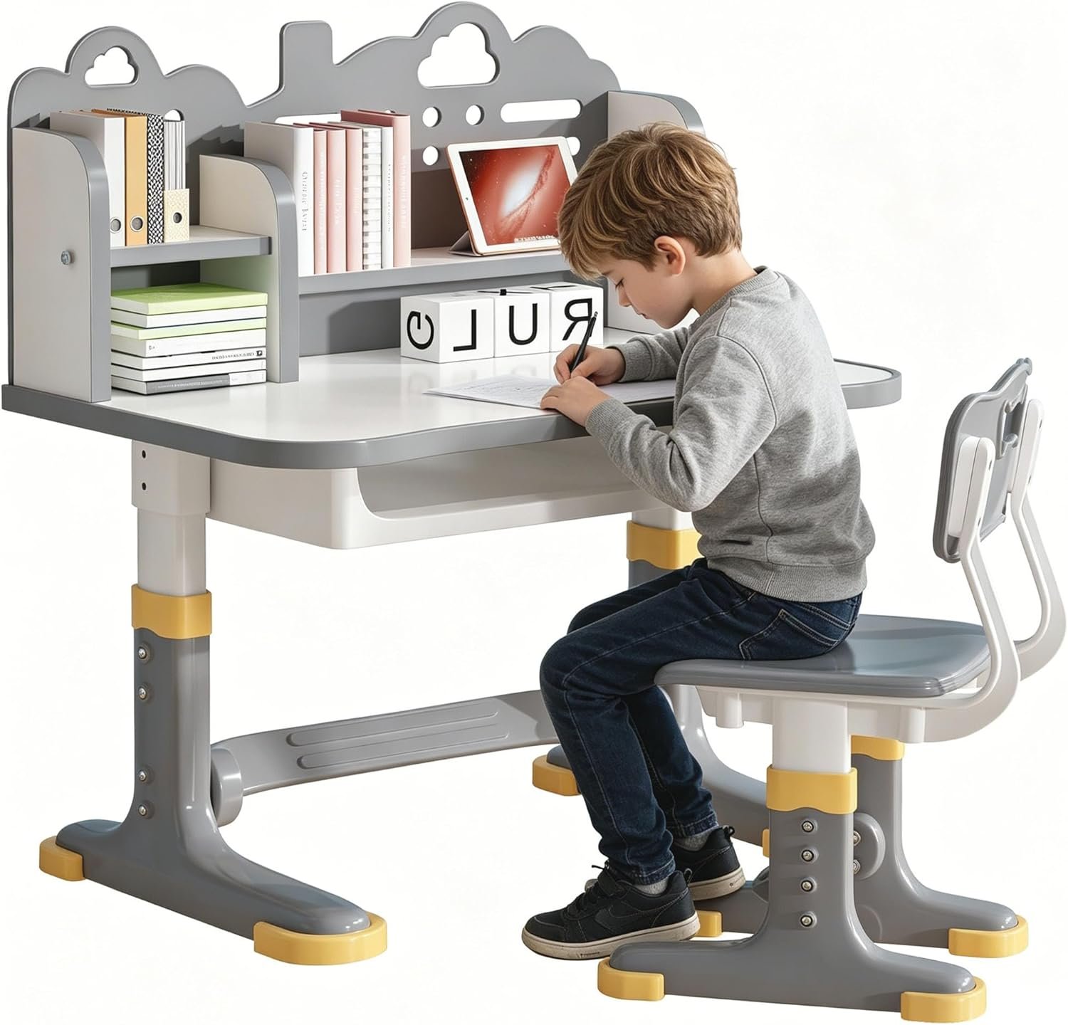 Kids Study Desk and Chair Set - Height Adjustable Study
