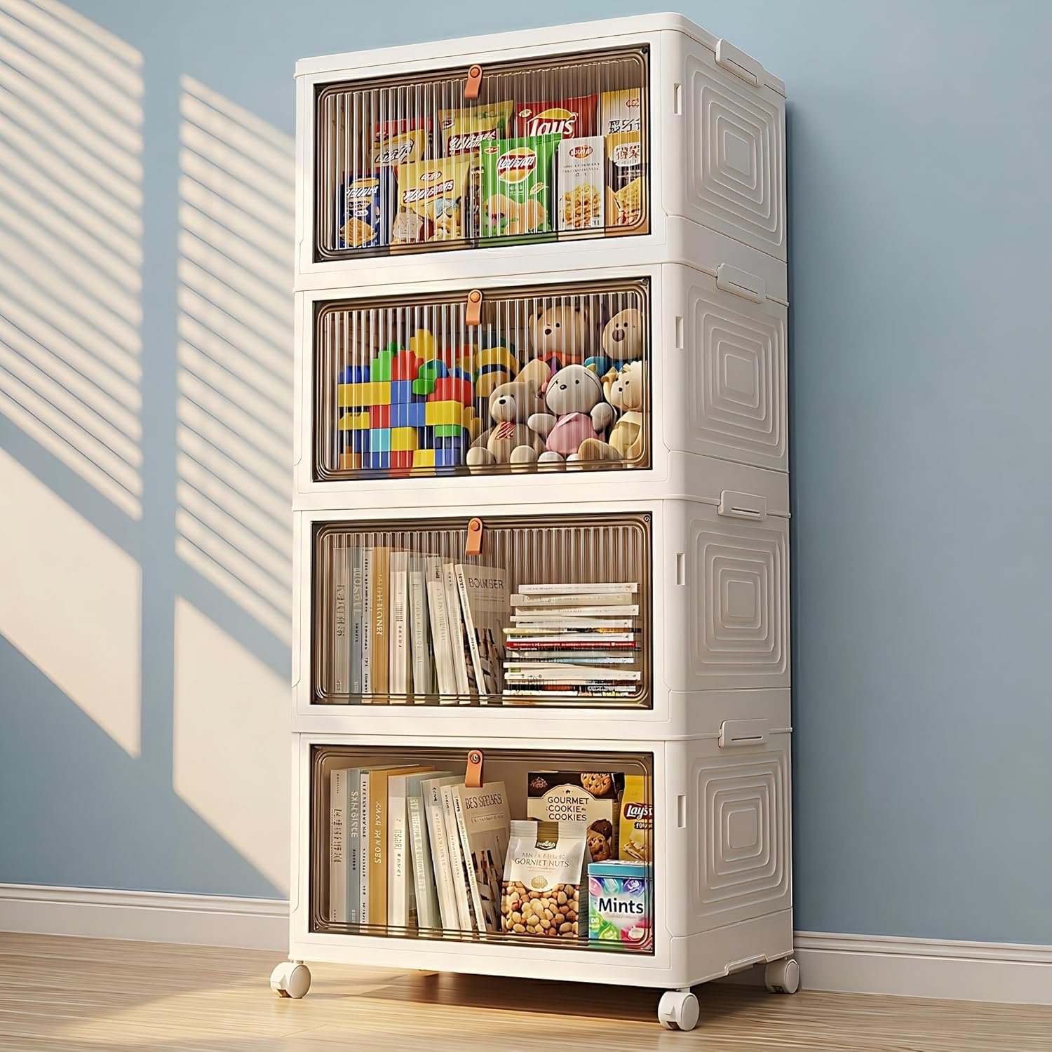 LDQ 136Qt Large Storage Bins with Lids, 4 Tier Stackable