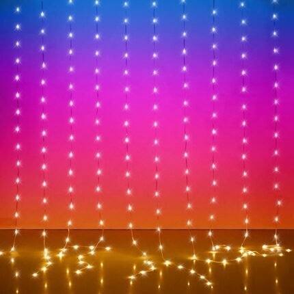 LED Curtain Lights, 9.8ft x 9.8ft 300 LED Color Changing String Fairy Lights Curtain Smart APP Control, Music & Voice Sync for Bedroom Wall Backdrop Indoor Outdoor Christmas Decorations