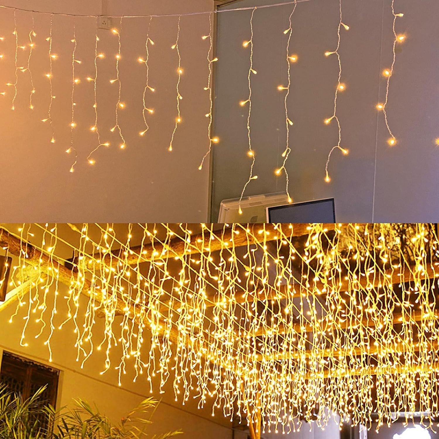 LED Icicle Lights, 8 Modes, 13FT 96 LEDs Christmas Short