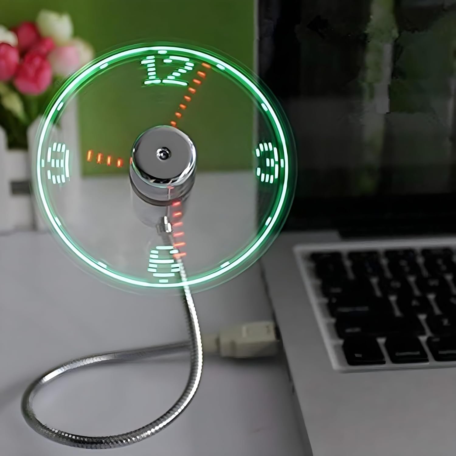 LED USB Clock Fan with Real Time Display Function,Stocking Stuffers