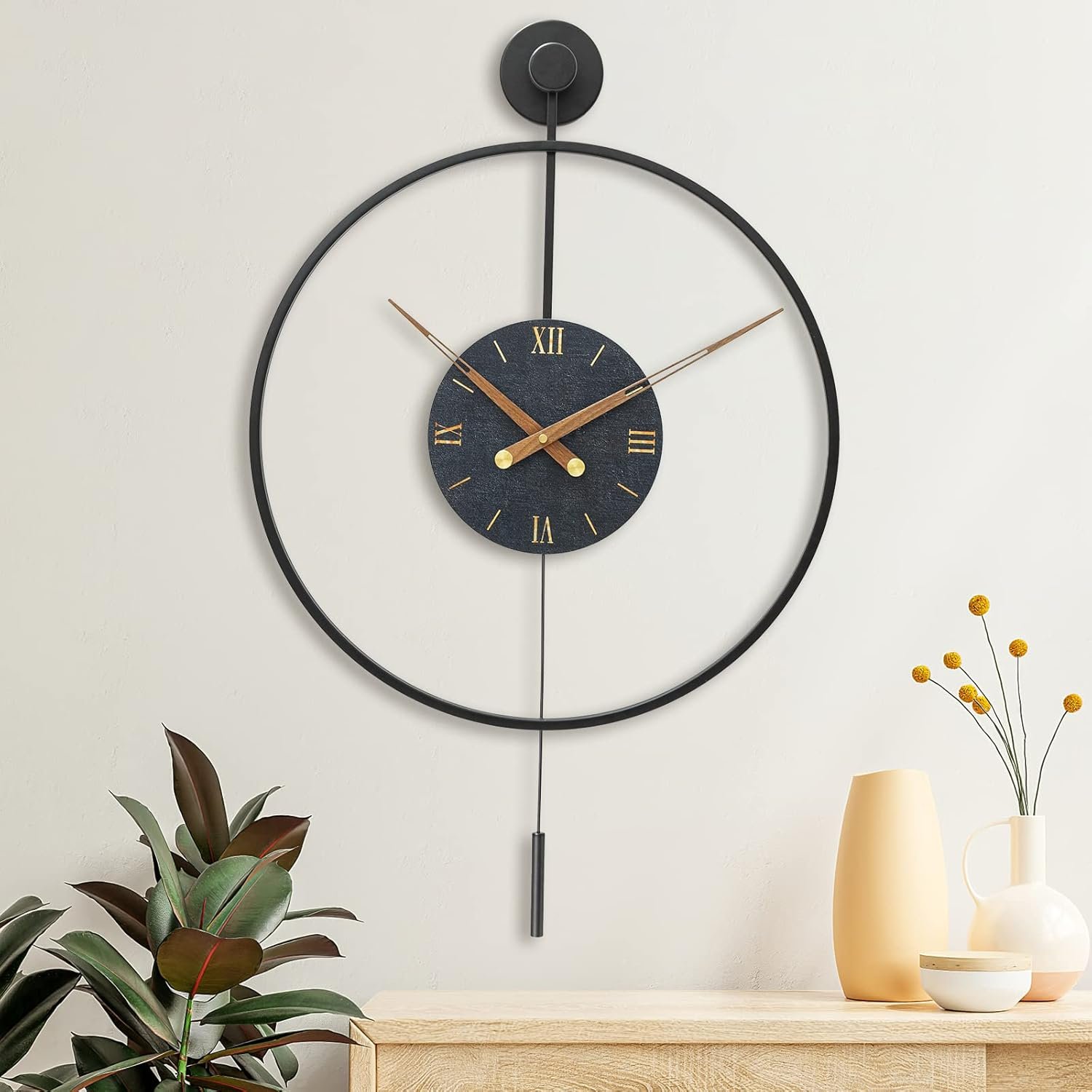 Large Modern Wall Clock,Wall Clocks for Living Room Decor,Classical Metal